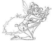 coloriage Winx lance un sort